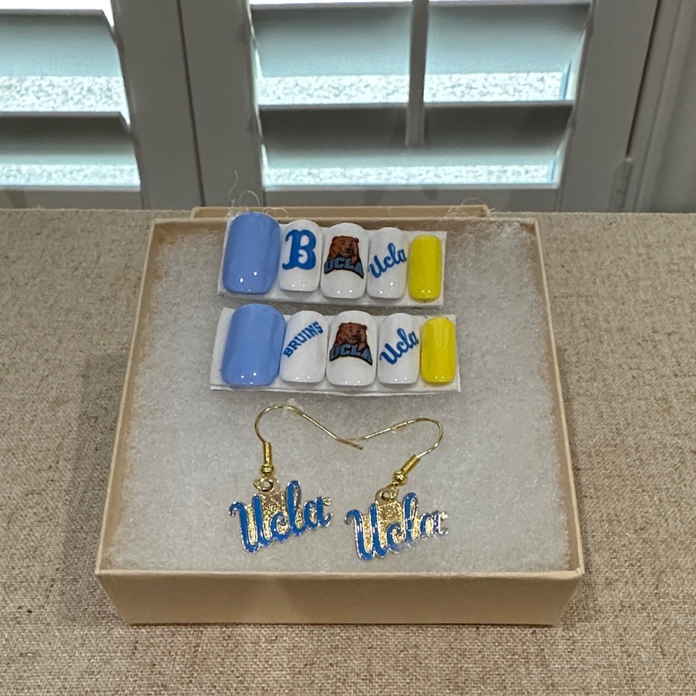 UCLA Themed Nail Set and Earrings